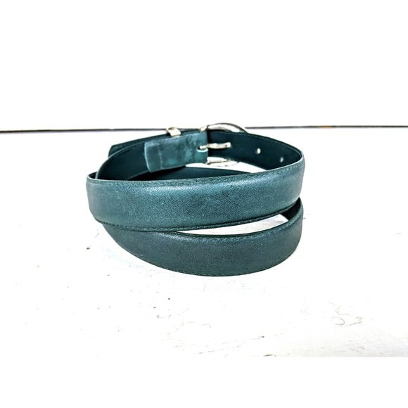 Vintage green skinny leather belt - Picture 3 of 5
